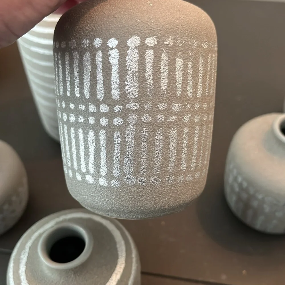 Storied Home Decorative Stoneware Vases, Set of 8. NEW